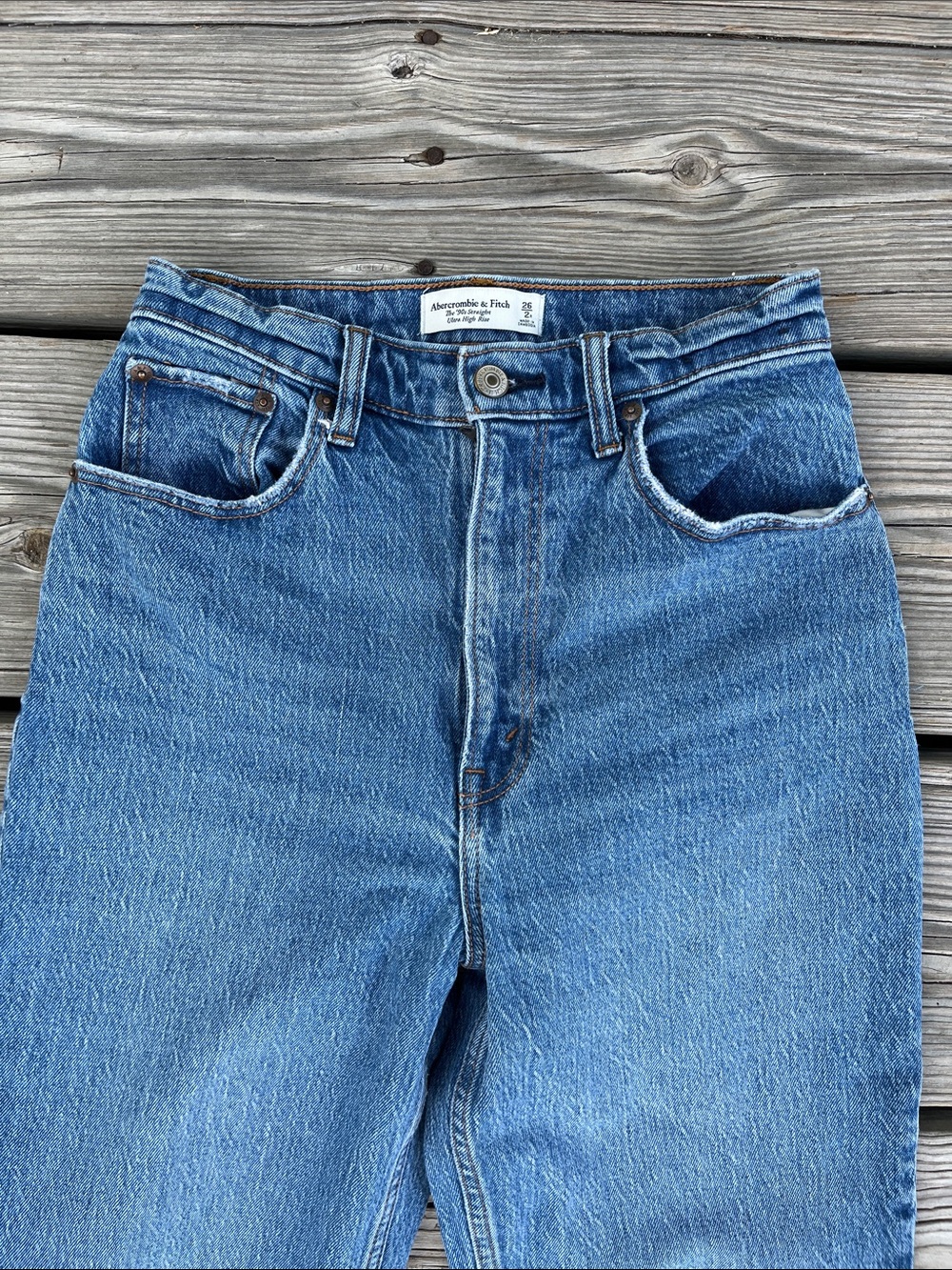 Abercrombie & Fitch Straight-Leg Mid Blue Jeans
